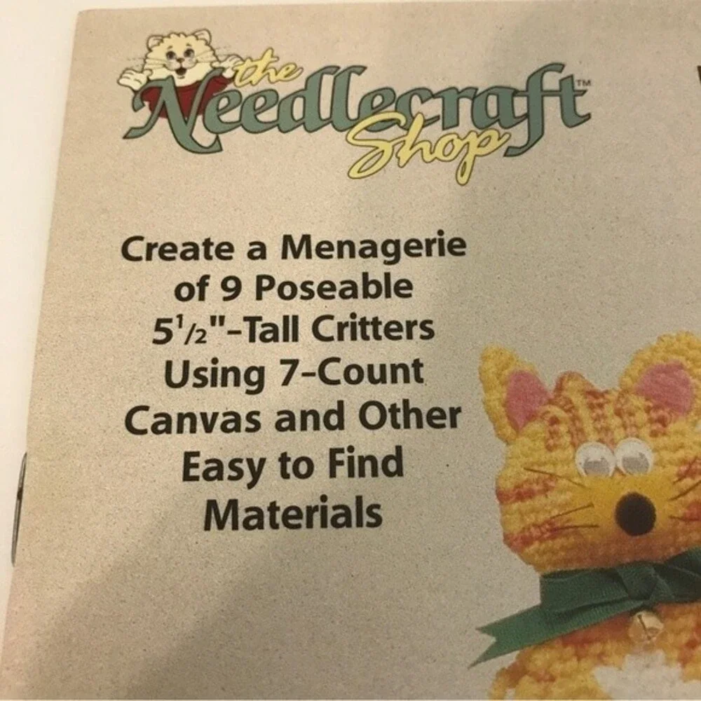 Vintage Plastic Canvas Instruction Booklets Cat Portraits and Poseable Pets